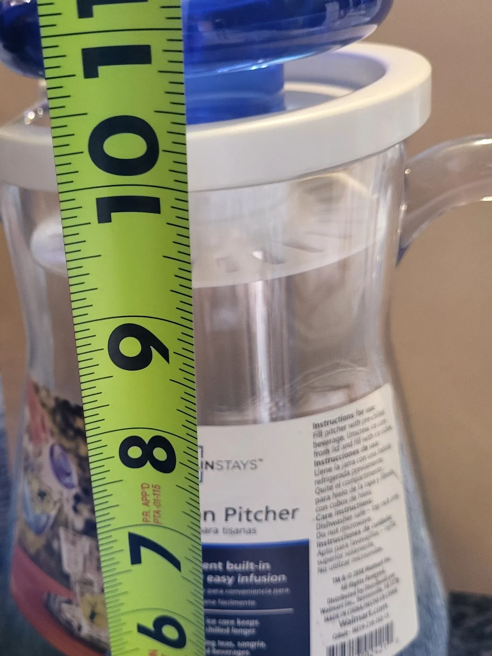 Mainstays Infusion Pitcher in Clear with Blue Lid